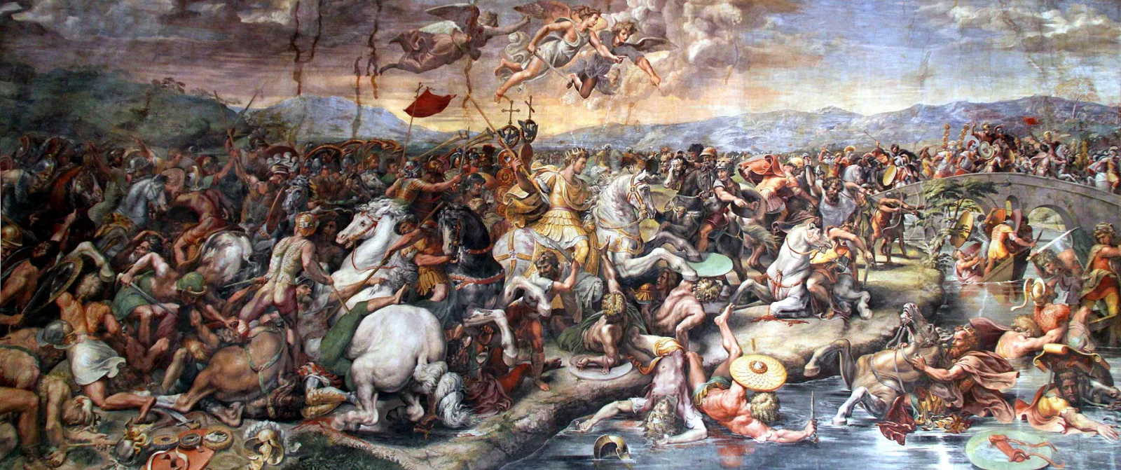 Constantine wins at the Milvian Bridge, 312 CE